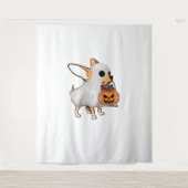 Chihuahua Ghost Pumpkin Halloween Shirt Wandkleed (Voorkant)