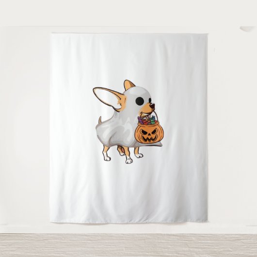 Chihuahua Ghost Pumpkin Halloween Shirt Wandkleed (Voorkant)