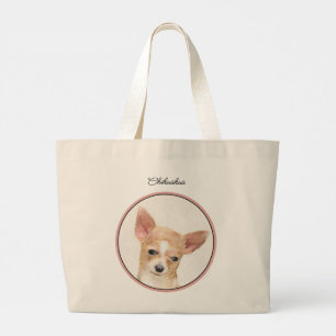 Chihuahua Gladde Jas Schilderen Originele Hond Kun Grote Tote Bag