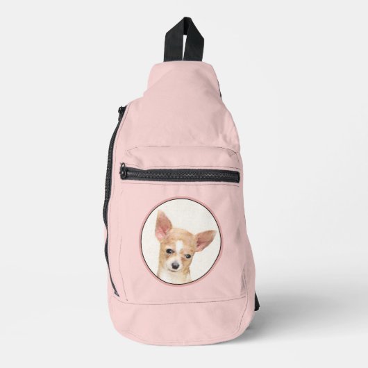 Chihuahua Gladde Jas Schilderen Originele Hond Kun Sling Bag (Voorkant)