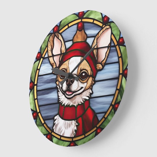 Chihuahua Glas in lood Kerst Grote Klok (Hoek)