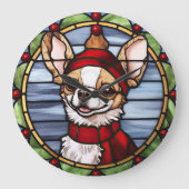 Chihuahua Glas in lood Kerst Grote Klok (Voorkant)