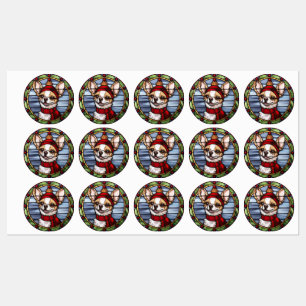 Chihuahua Glas in lood Kerst Labels