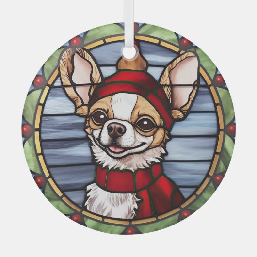 Chihuahua Glas in lood Kerst Ornament (Voorkant)