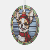 Chihuahua Glas in lood Kerst Ornament (Voorkant links)
