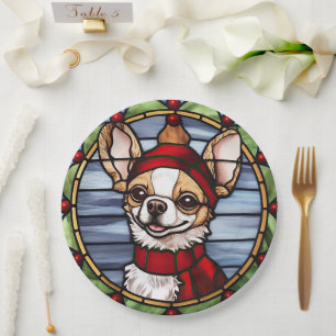 Chihuahua Glas in lood Kerst Papieren Bordje