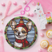 Chihuahua Glas in lood Kerst Papieren Bordje (Feest)