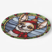 Chihuahua Glas in lood Kerst Papieren Bordje (Gekanteld)