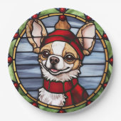 Chihuahua Glas in lood Kerst Papieren Bordje (Voorkant)