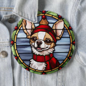 Chihuahua Glas in lood Kerst Ronde Button 6,0 Cm (In situ)