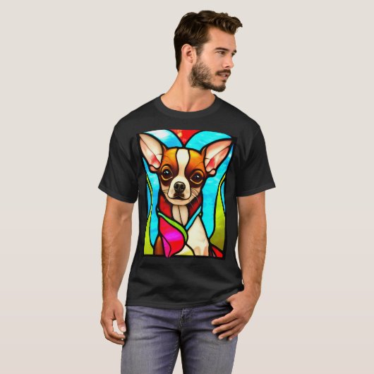 Chihuahua - Glas in lood Pop Art_5 T-shirt (Voorkant volledig)
