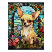 Chihuahua Glas in lood raamontwerp Perfect Poster (Voorkant)