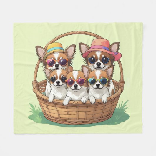 Chihuahua grappige Puppies Fleece Deken (Voorkant (Horizontaal))