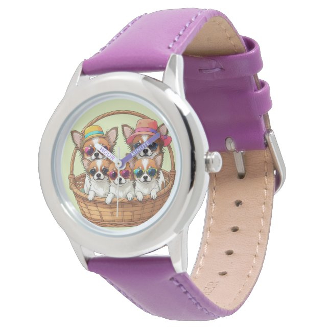 Chihuahua grappige Welpen Horloge (Gekanteld)
