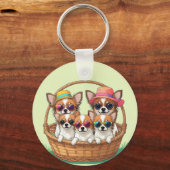 Chihuahua grappige Welpen Sleutelhanger (Voorkant)