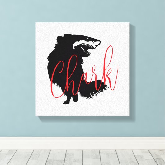 Chihuahua + haai = haai canvas afdruk (Insitu (Houten vloer))