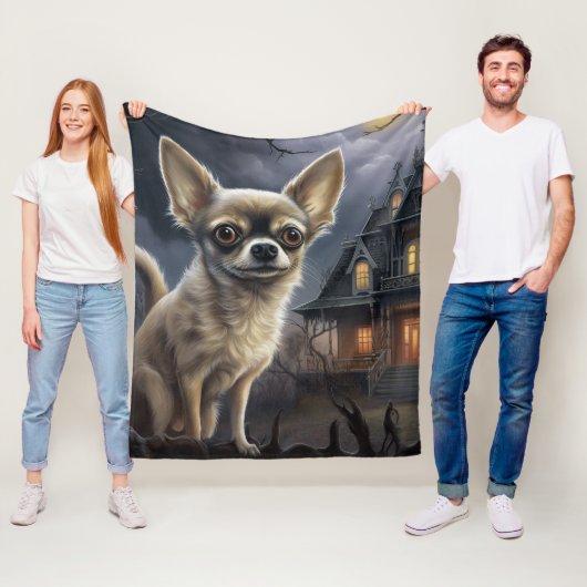 chihuahua halloween eng fleece deken (In situ)