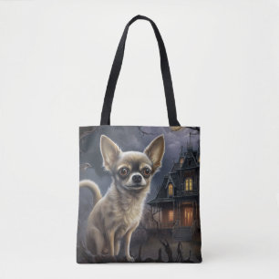 chihuahua halloween eng tote bag