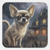 chihuahua halloween eng vierkante sticker (Voorkant)