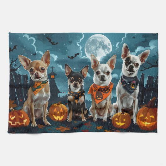 Chihuahua Halloween Griezelen Theedoek (Horizontaal)