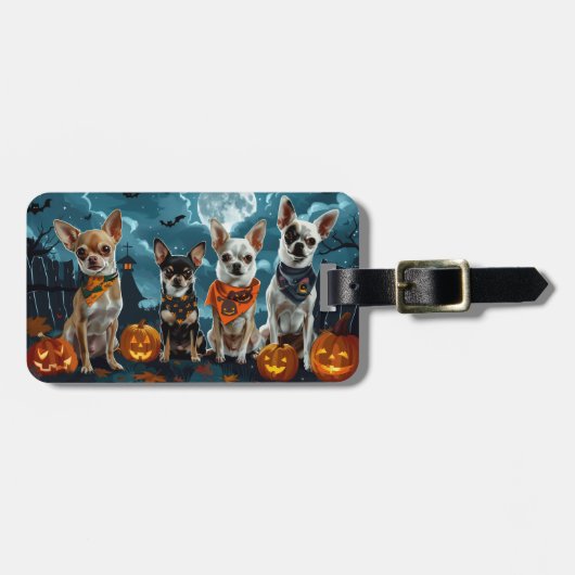 Chihuahua Halloween Griezelig Bagagelabel (Voorkant horizontaal)