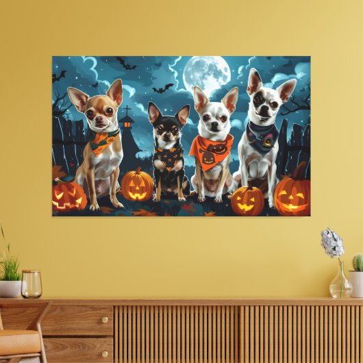 Chihuahua Halloween Griezelig Canvas Afdruk (Insitu (Woonkamer))