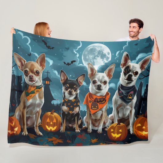 Chihuahua Halloween Griezelig Fleece Deken (In situ)