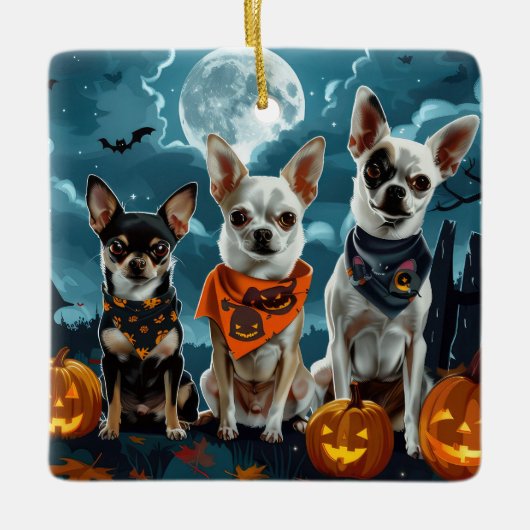Chihuahua Halloween Griezelig Keramisch Ornament (Voorkant)
