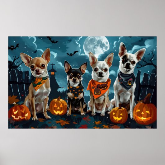 Chihuahua Halloween Griezelig Poster (Voorkant)