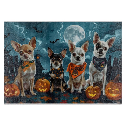 Chihuahua Halloween Griezelig Snijplank (Voorkant)