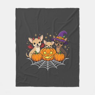 Chihuahua Halloween Pompoen Heks Hond Ontwerp Fleece Deken