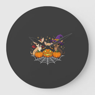 Chihuahua Halloween Pompoen Heks Hond Ontwerp Grote Klok