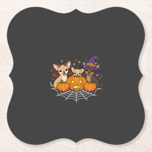 Chihuahua Halloween Pompoen Heks Hond Ontwerp Kartonnen Onderzetters