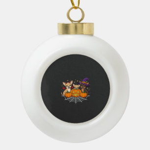 Chihuahua Halloween Pompoen Heks Hond Ontwerp Keramische Bal Ornament