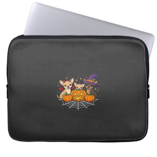 Chihuahua Halloween Pompoen Heks Hond Ontwerp Laptop Sleeve