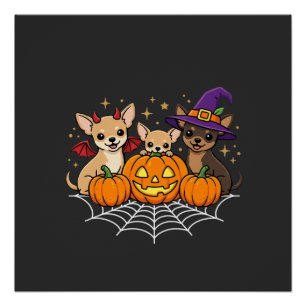 Chihuahua Halloween Pompoen Heks Hond Ontwerp Perfect Poster