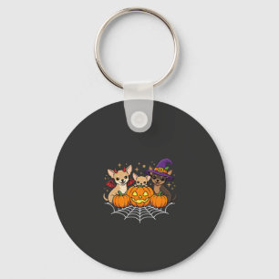 Chihuahua Halloween Pompoen Heks Hond Ontwerp Sleutelhanger