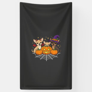 Chihuahua Halloween Pompoen Heks Hond Ontwerp Spandoek
