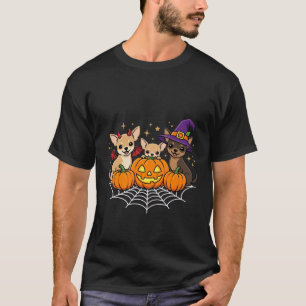 Chihuahua Halloween Pompoen Heks Hond Ontwerp T-shirt
