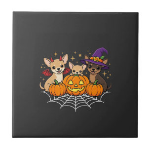Chihuahua Halloween Pompoen Heks Hond Ontwerp Tegeltje