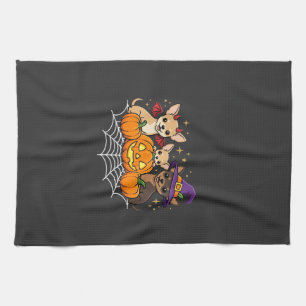 Chihuahua Halloween Pompoen Heks Hond Ontwerp Theedoek