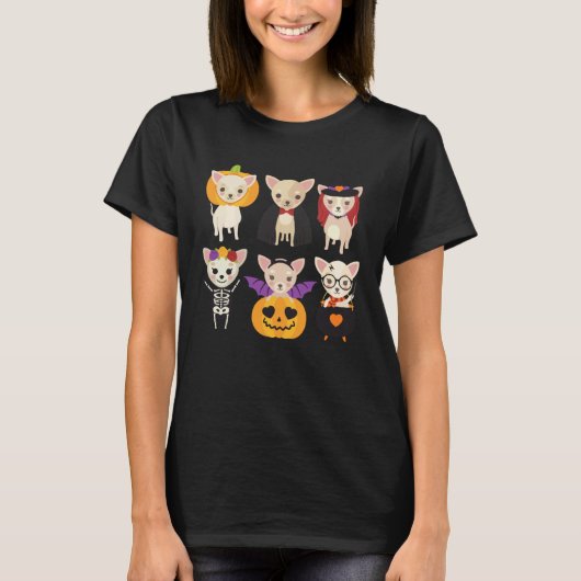 Chihuahua Halloween Puppies Cute Vampire Pumpkin P T-shirt (Voorkant)