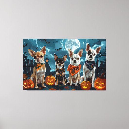 Chihuahua Halloween Spooky Canvas Afdruk (Voorkant)