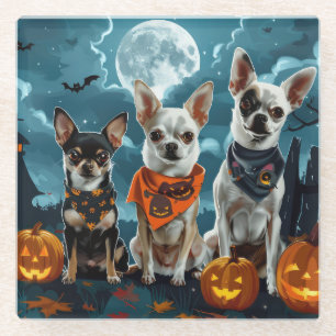 Chihuahua Halloween Spooky Glazen Onderzetter