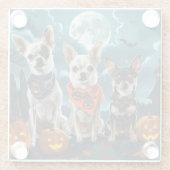 Chihuahua Halloween Spooky Glazen Onderzetter (Achterkant)