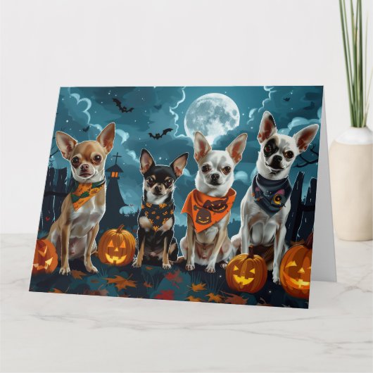 Chihuahua Halloween Spooky Kaart (Voorkant)