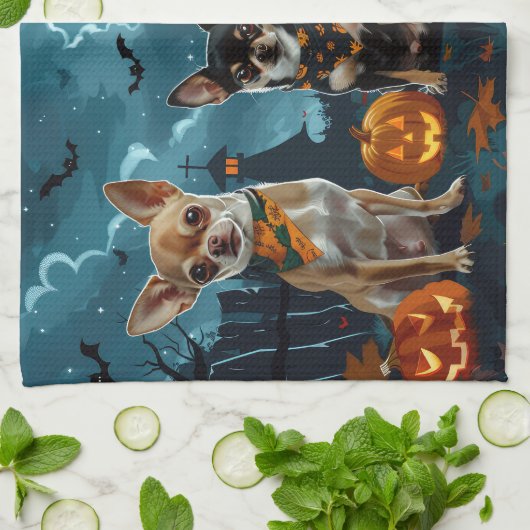 Chihuahua Halloween Spooky Theedoek (Gevouwen)
