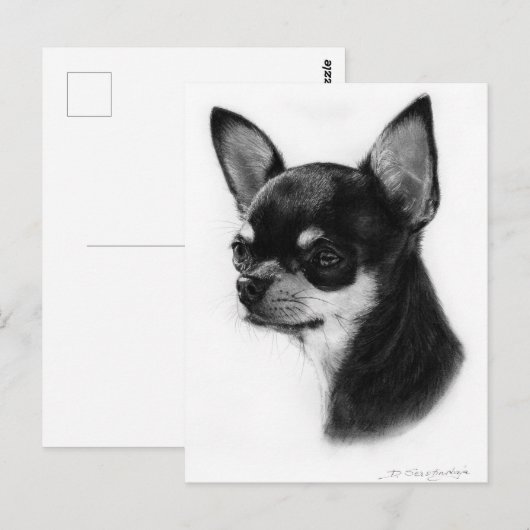 Chihuahua handgeschilderd kunstwerk briefkaart (Voorkant / Achterkant)