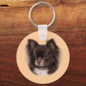 Chihuahua handgetekende pastelkunst sleutelhanger (Achterkant)