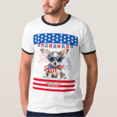 Chihuahua Happy 4th of July Amerika Patriottisch U T-shirt (Voorkant)